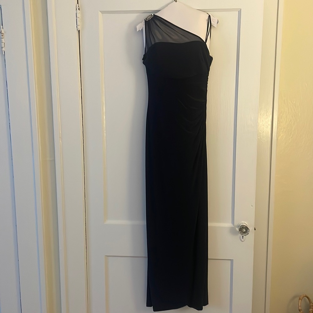 Ralph Lauren one shoulder navy dress
